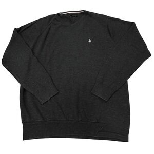 Volcom Corpo Class V Neck Sweater Mens XL Dark Gray Pullover Skatewear Y2K 90s